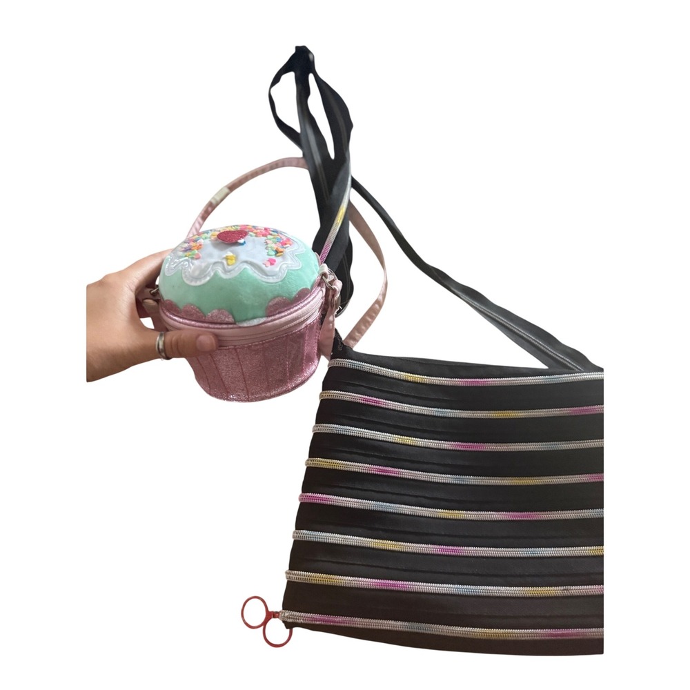 Zipit Black‎ Rainbow Zipper Bag & Claire's Cupcake Shaker Sequin Crossbody Lot